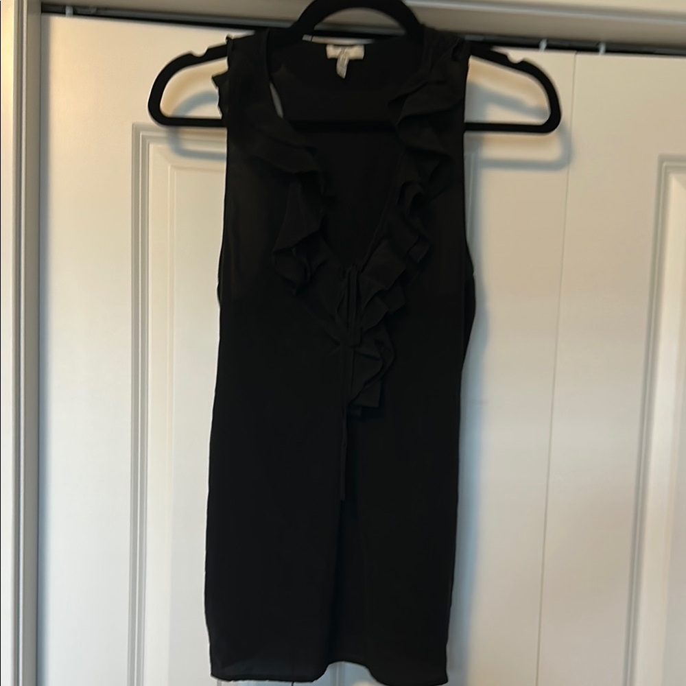 Joie Black Ruffled Sleeveless Blouse